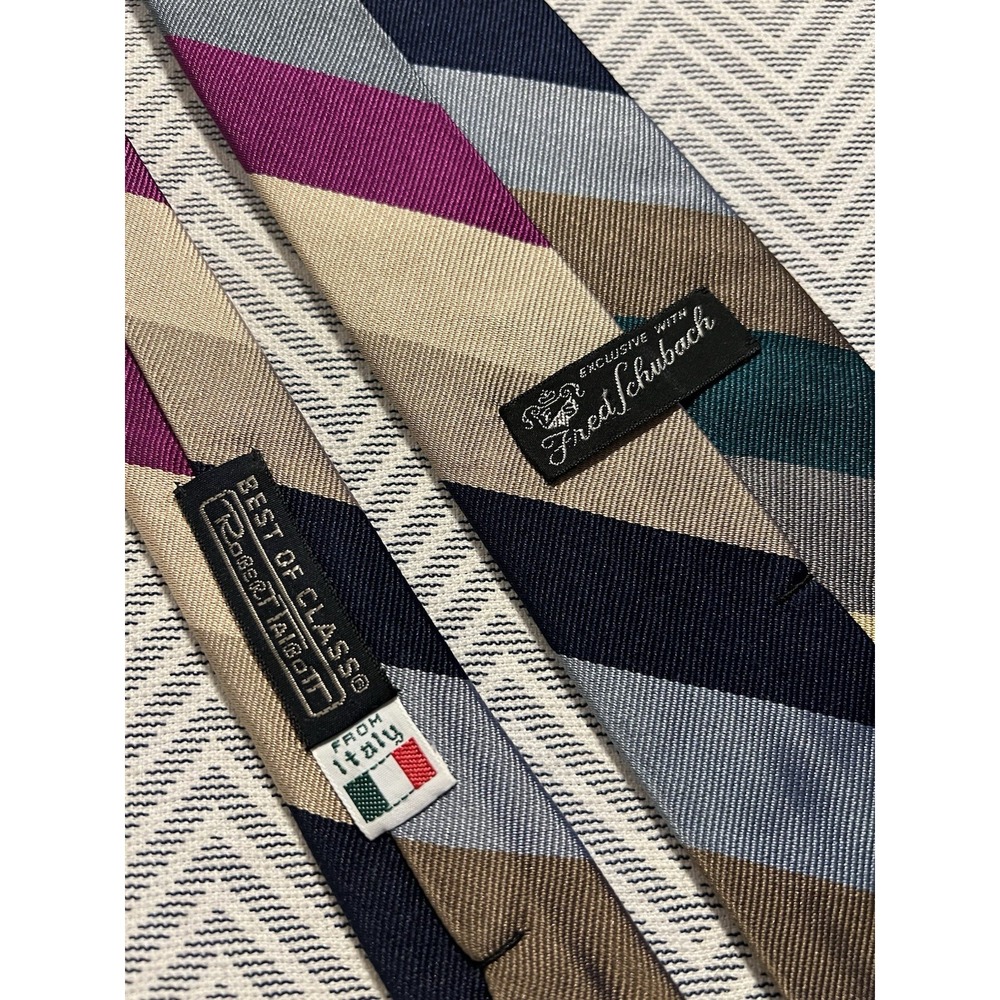 Robert Talbot Best Class Fred Schubach Vintage Stripes Multicolour Repp Silk Tie
